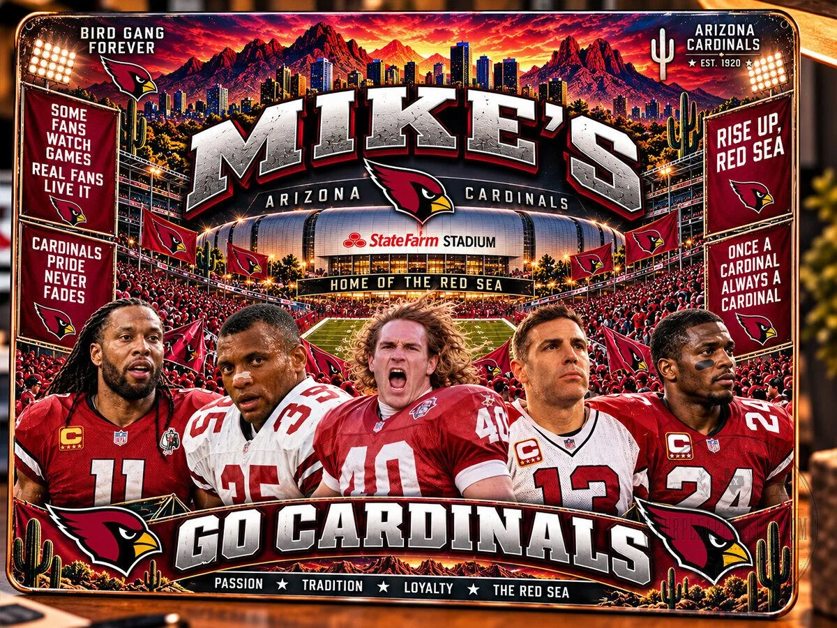 Arizona Cardinals Football Team Personalized Wooden Wall Art Plaque