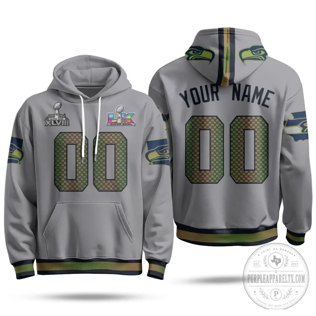 Custom Name and Number Hoodie for Seattle Seahawks Super Bowl XLVIII Champions Custom Name and Number Hoodie for Seattle Seahawks Super Bowl XLVIII Champions
