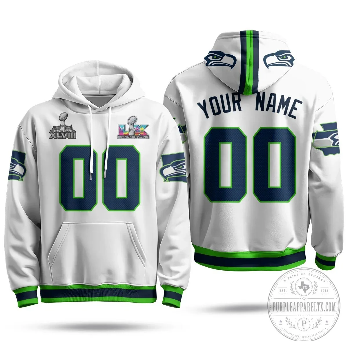 Custom Name and Number Hoodie for Seattle Seahawks Super Bowl XLVIII Champions 10 Custom Name and Number Hoodie for Seattle Seahawks Super Bowl XLVIII Champions
