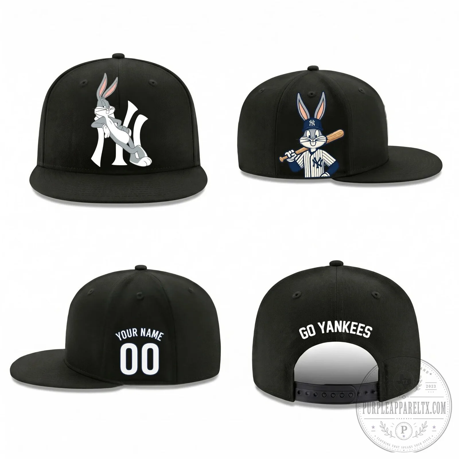 New York Yankees Bugs Bunny Baseball Personalized Snapback Cap Hat 2 New York Yankees Bugs Bunny Baseball Personalized Snapback Cap Hat
