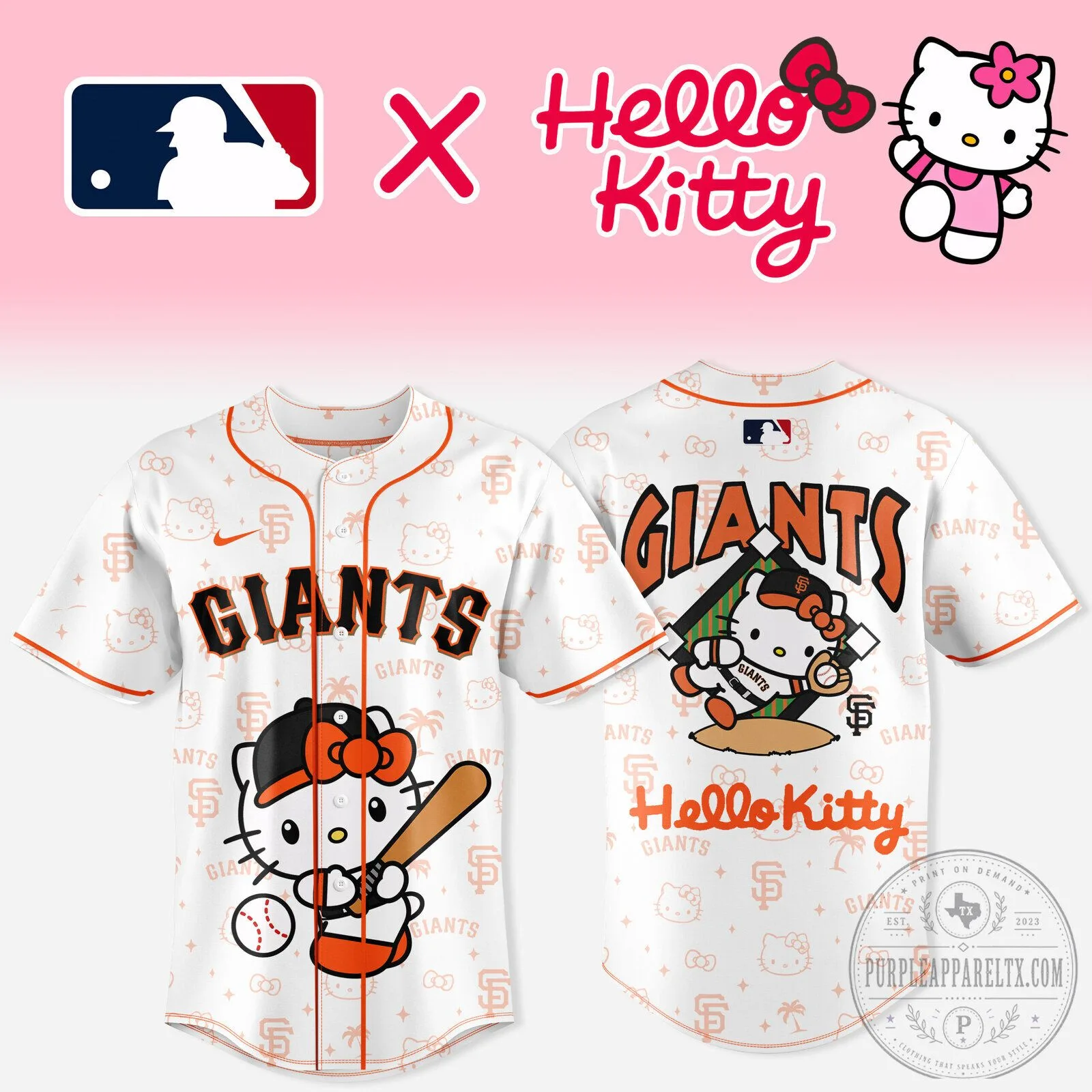 San Francisco Giants Hello Kitty Baseball Team Jersey for Women and Men