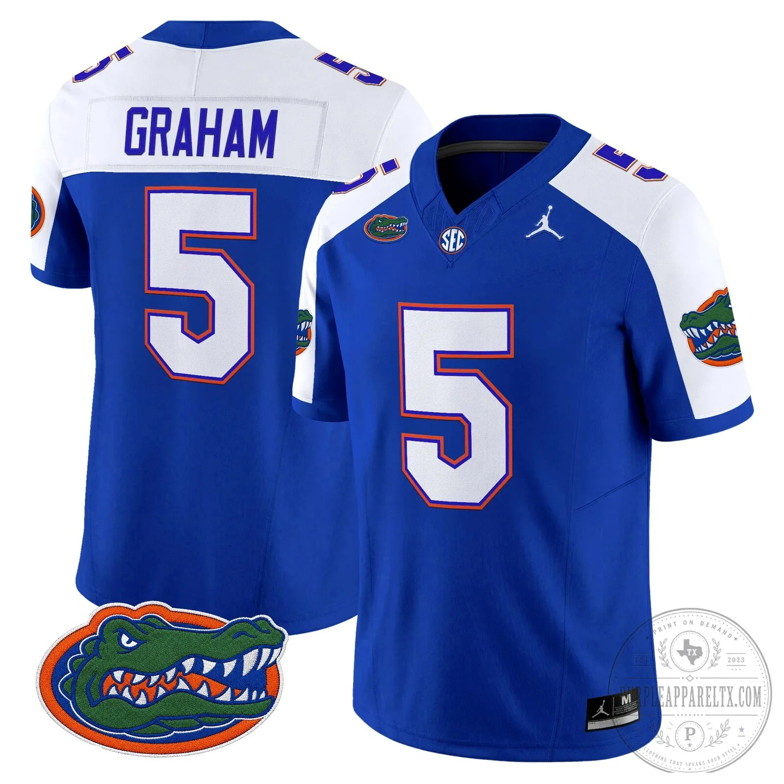 Graham Number 5 Royal Blue Jersey for Florida Gators Football 114 Graham Number 5 Royal Blue Jersey for Florida Gators Football