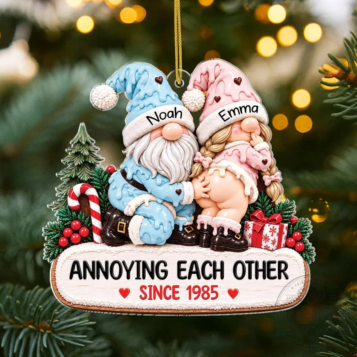Personalized Christmas Gnome Couple Growing Old Together Ornament 11 Personalized Christmas Gnome Couple Growing Old Together Ornament