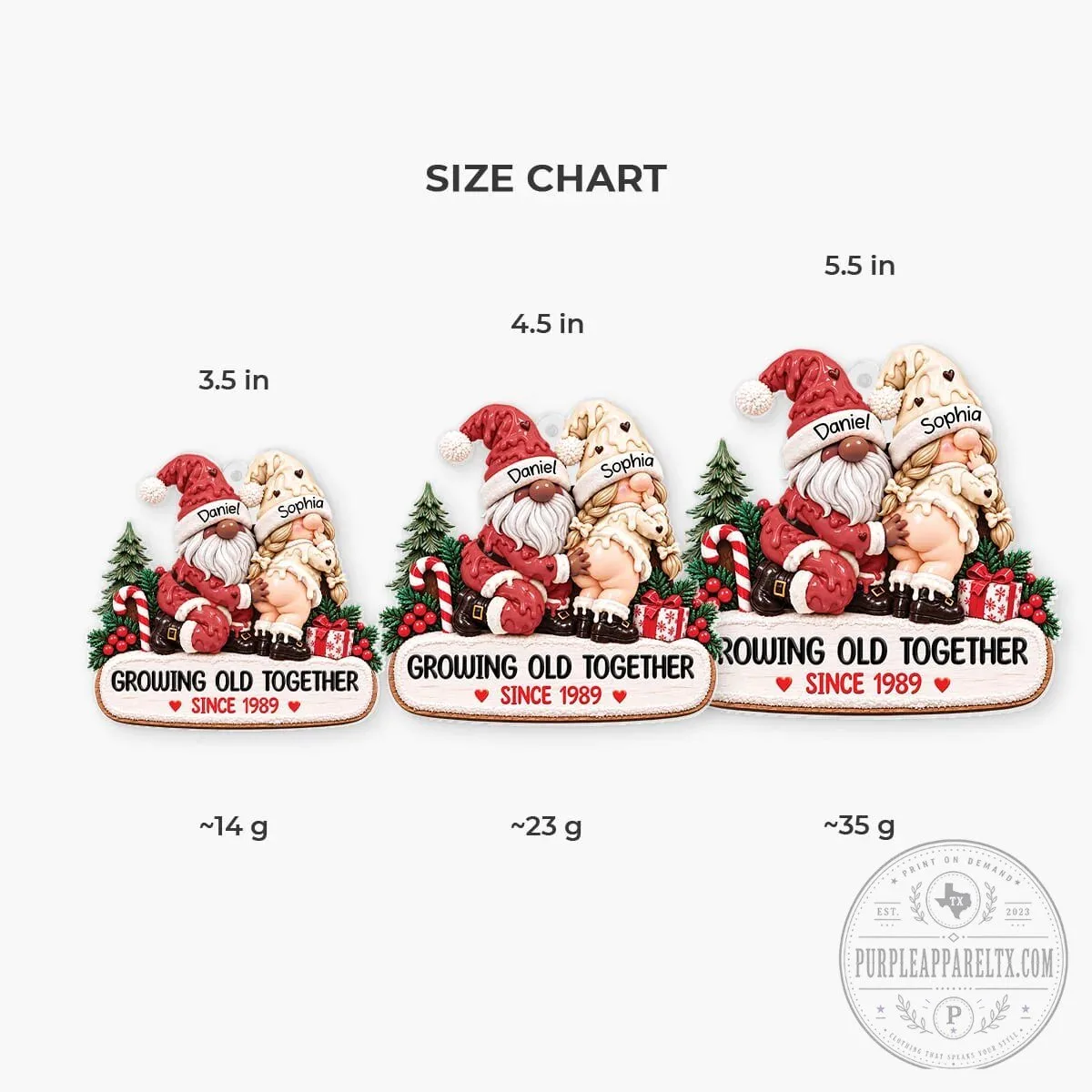 Personalized Christmas Gnome Couple Growing Old Together Ornament 14 Personalized Christmas Gnome Couple Growing Old Together Ornament