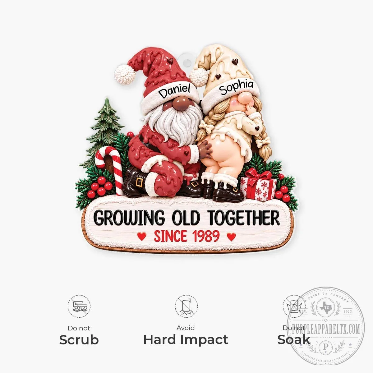Personalized Christmas Gnome Couple Growing Old Together Ornament 15 Personalized Christmas Gnome Couple Growing Old Together Ornament