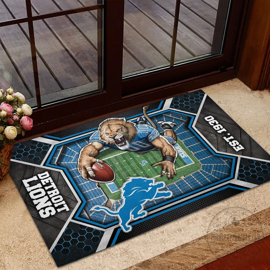 Detroit Lions Football Team Stadium Mascot Welcome Doormat