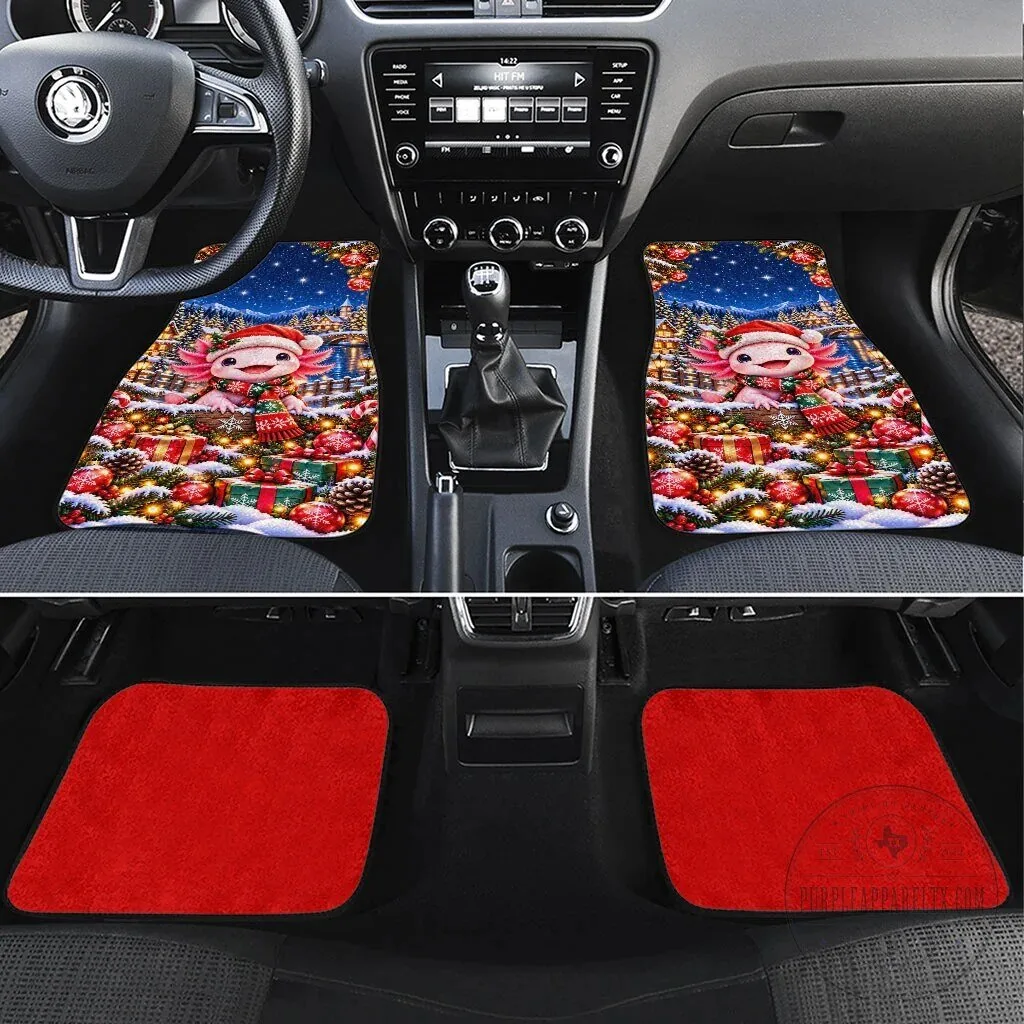 Axolotl Christmas Car Mats Cute Animal Winter Wonderland Holiday Vehicle Floor Mats