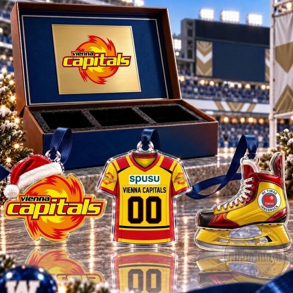 Vienna Capitals ICE Hockey League Team Full Set 3 Acrylic Christmas Ornaments