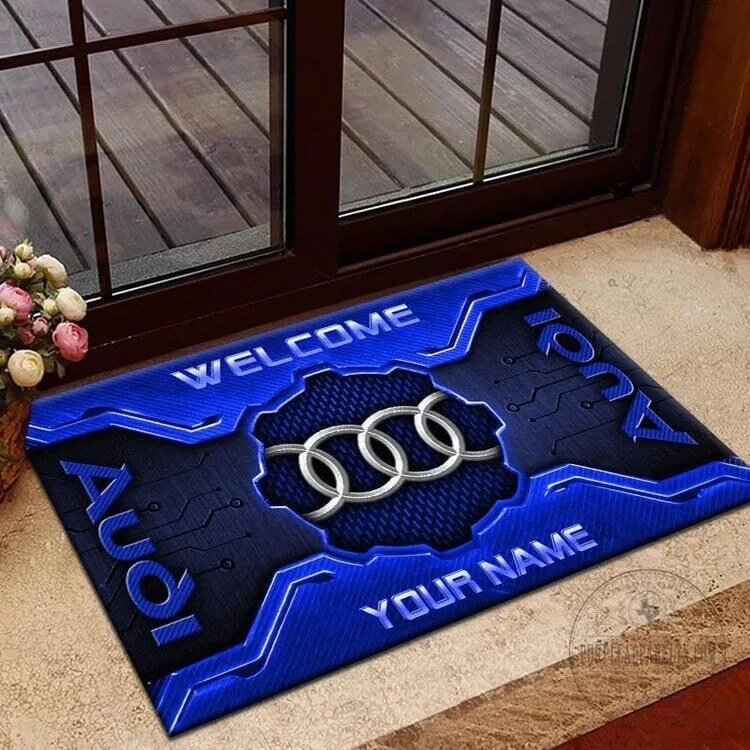 Audi Car Logo Personalized Welcome Doormat for Home Entrance Decor