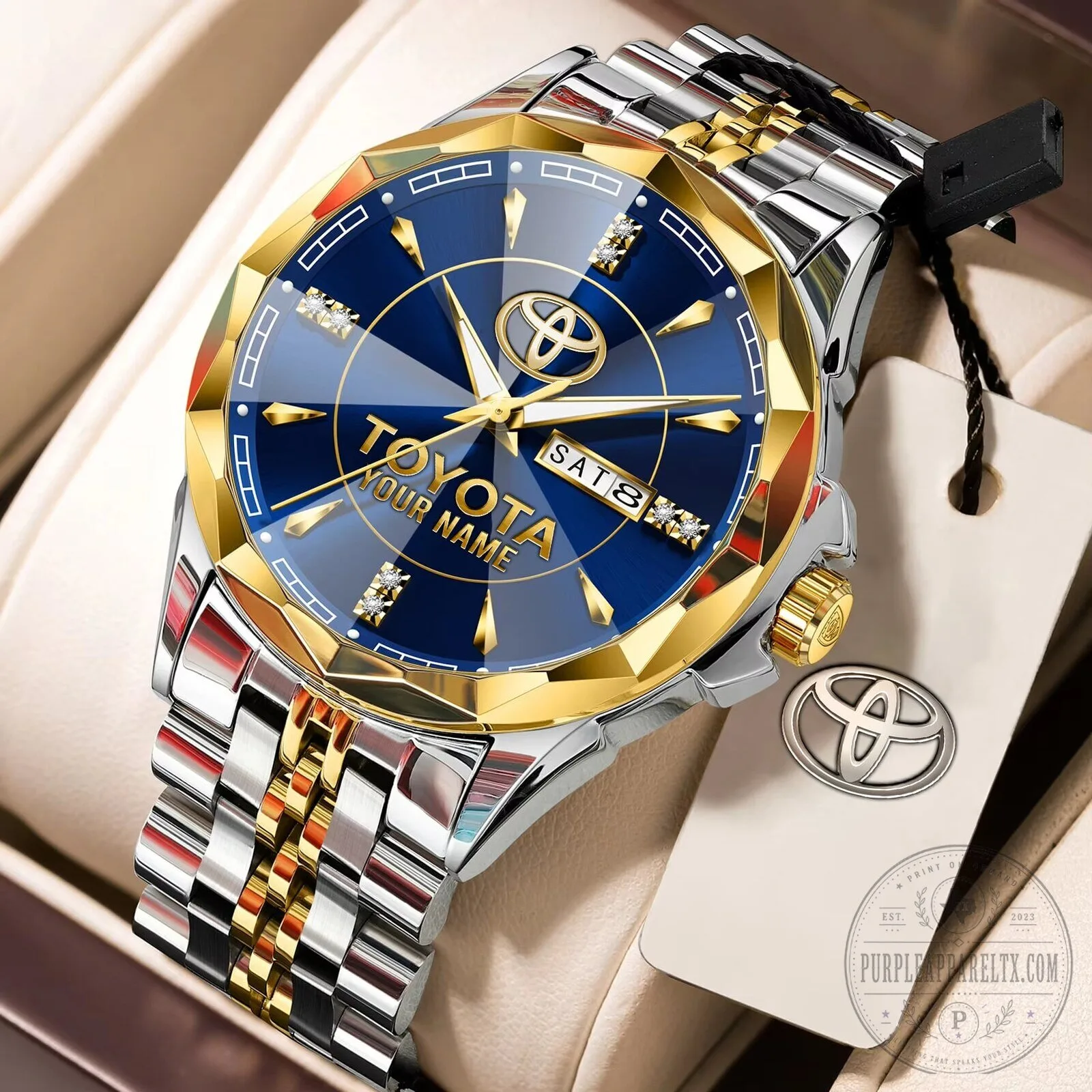 Toyota Custom Name Elegant Design Watch with Gold and Silver Band 16 Toyota Custom Name Elegant Design Watch with Gold and Silver Band