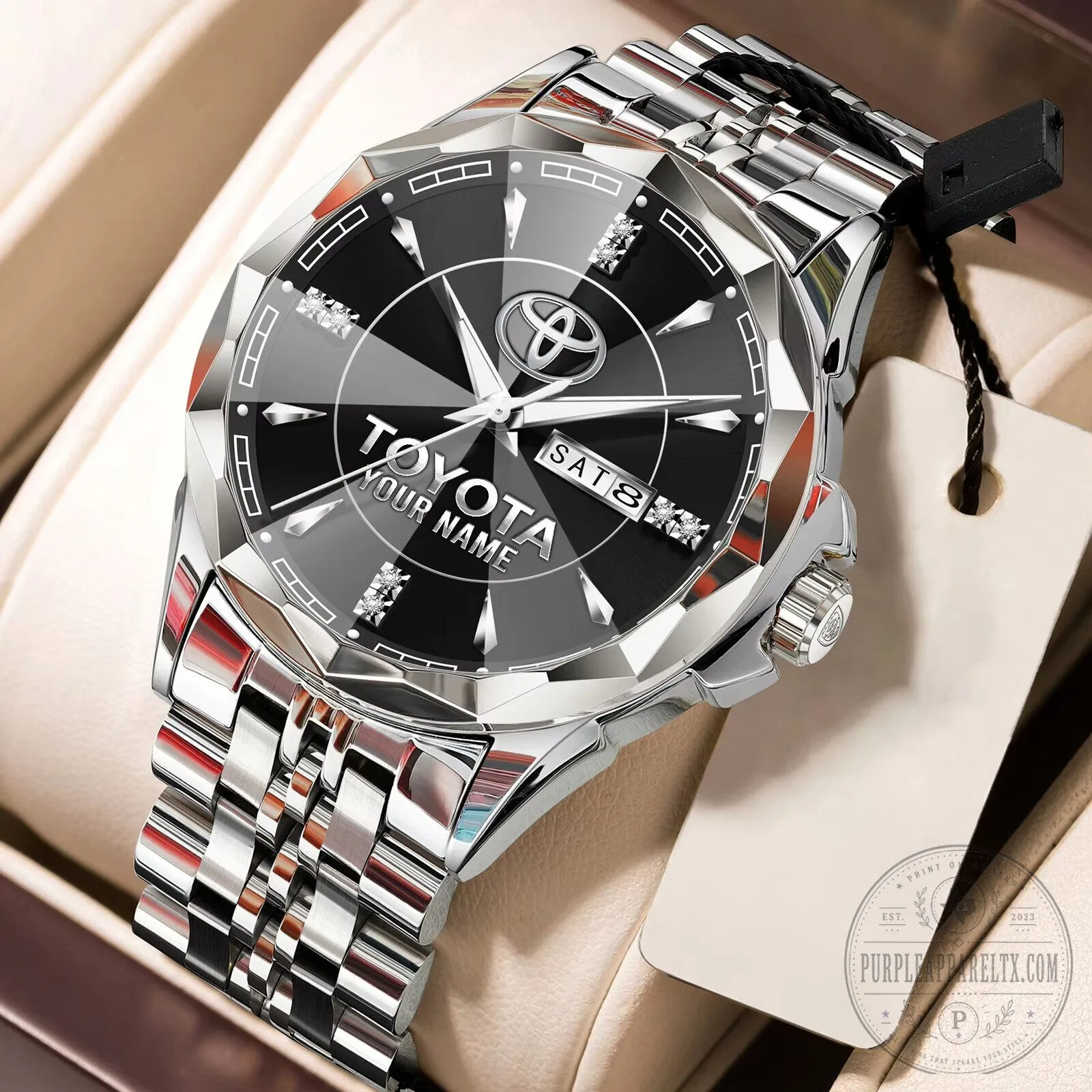 Toyota Custom Name Elegant Design Watch with Gold and Silver Band 18 Toyota Custom Name Elegant Design Watch with Gold and Silver Band