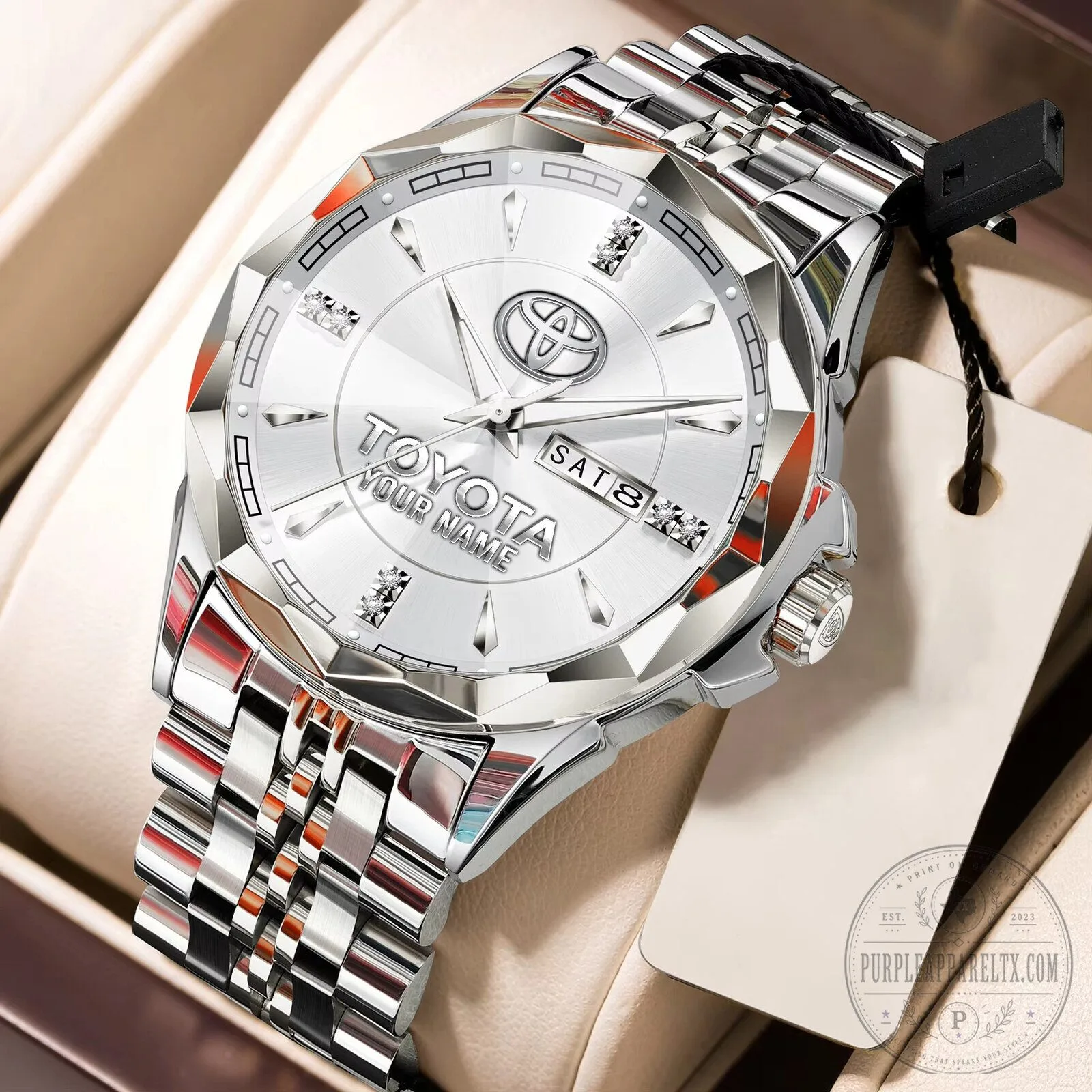 Toyota Custom Name Elegant Design Watch with Gold and Silver Band 19 Toyota Custom Name Elegant Design Watch with Gold and Silver Band