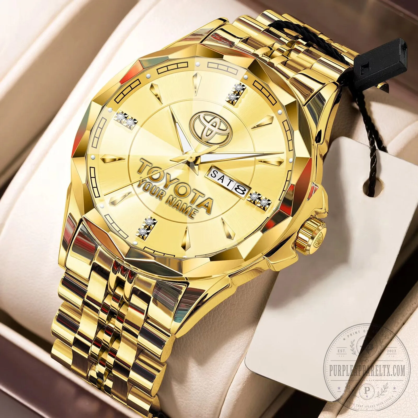 Toyota Custom Name Elegant Design Watch with Gold and Silver Band 21 Toyota Custom Name Elegant Design Watch with Gold and Silver Band