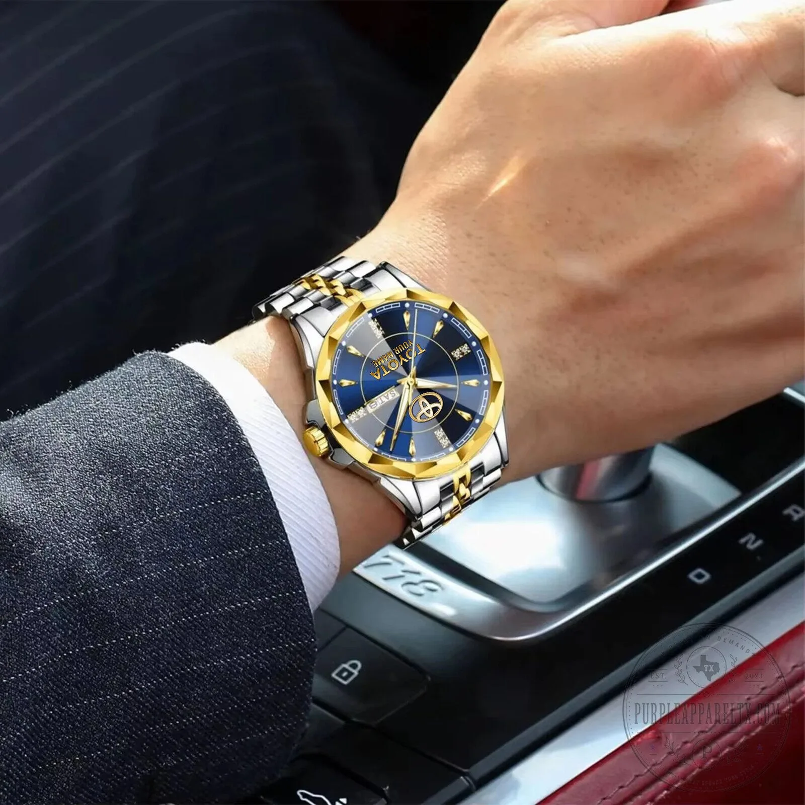 Toyota Custom Name Elegant Design Watch with Gold and Silver Band 24 Toyota Custom Name Elegant Design Watch with Gold and Silver Band