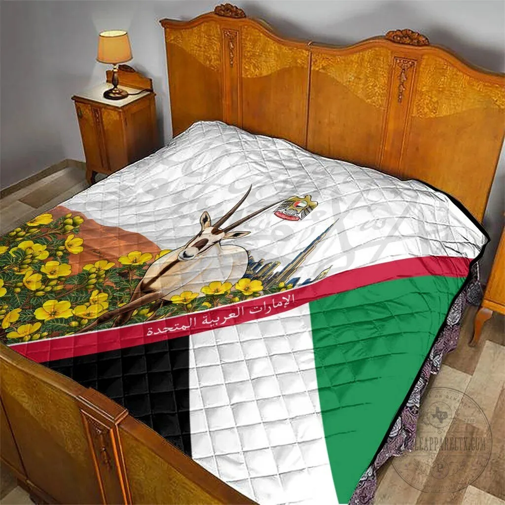 United Arab Emirates National Day Arabian Oryx Quilt Emirati Pride Arabic Calligraphy 13 United Arab Emirates National Day Arabian Oryx Quilt Emirati Pride Arabic Calligraphy