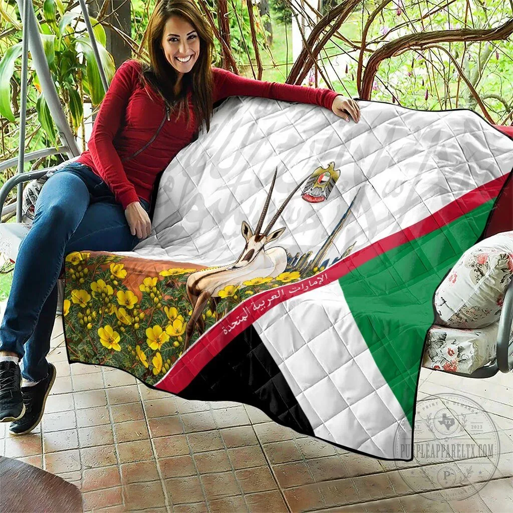 United Arab Emirates National Day Arabian Oryx Quilt Emirati Pride Arabic Calligraphy 15 United Arab Emirates National Day Arabian Oryx Quilt Emirati Pride Arabic Calligraphy