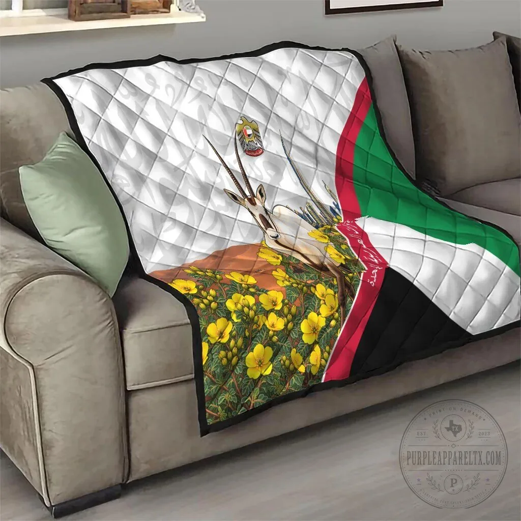 United Arab Emirates National Day Arabian Oryx Quilt Emirati Pride Arabic Calligraphy 16 United Arab Emirates National Day Arabian Oryx Quilt Emirati Pride Arabic Calligraphy