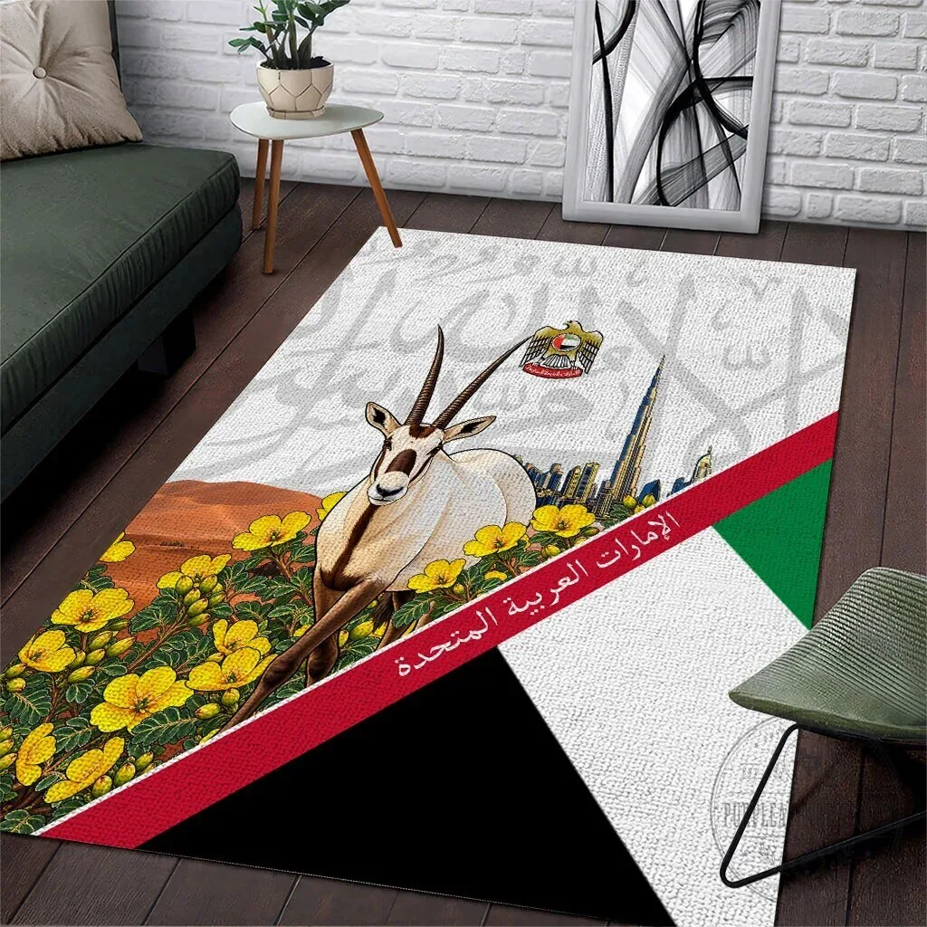 United Arab Emirates National Day Arabian Oryx and Dubai Skyline Area Rug