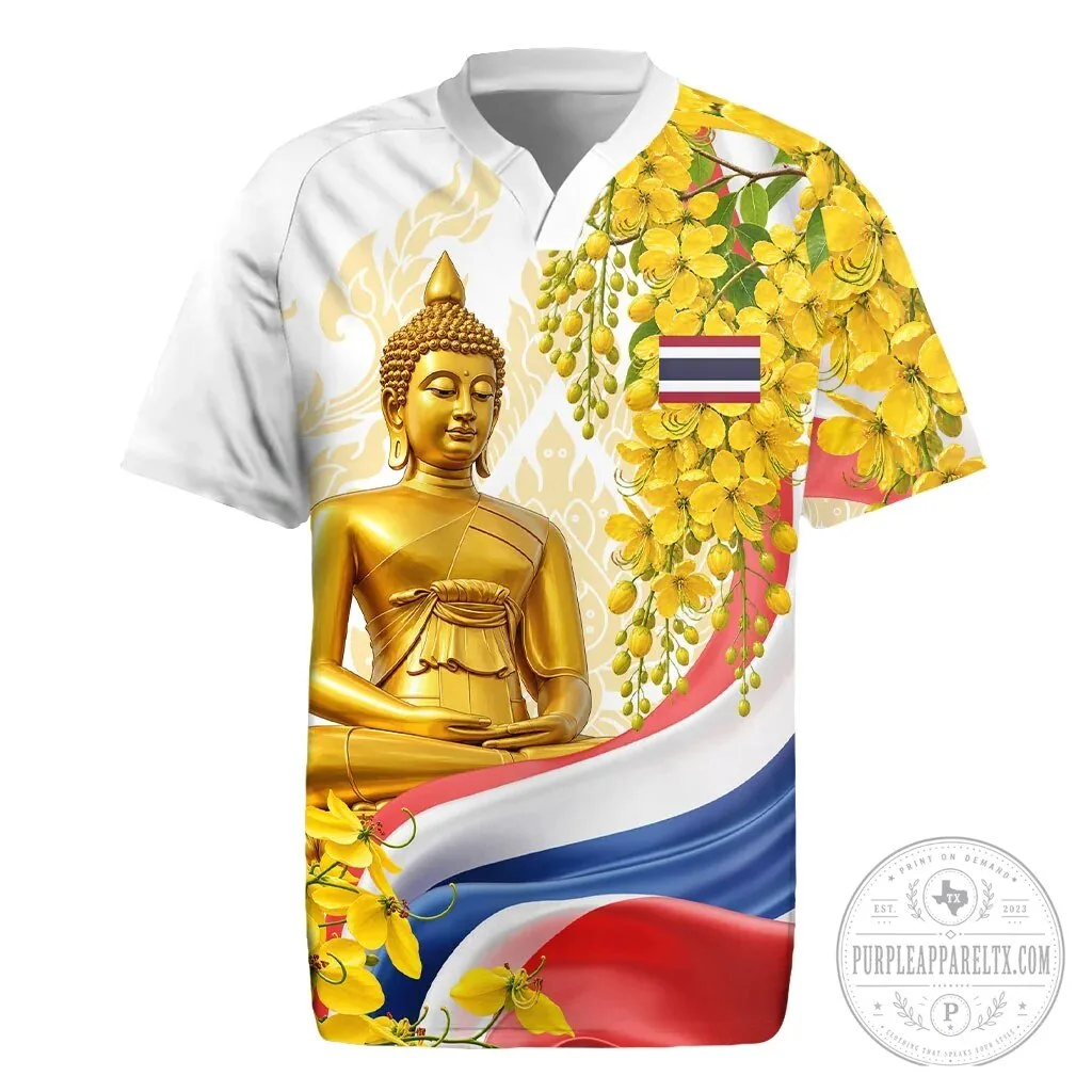 Golden Buddha Elephant Thailand Flag Ratchaphruek Art Hawaiian Shirt