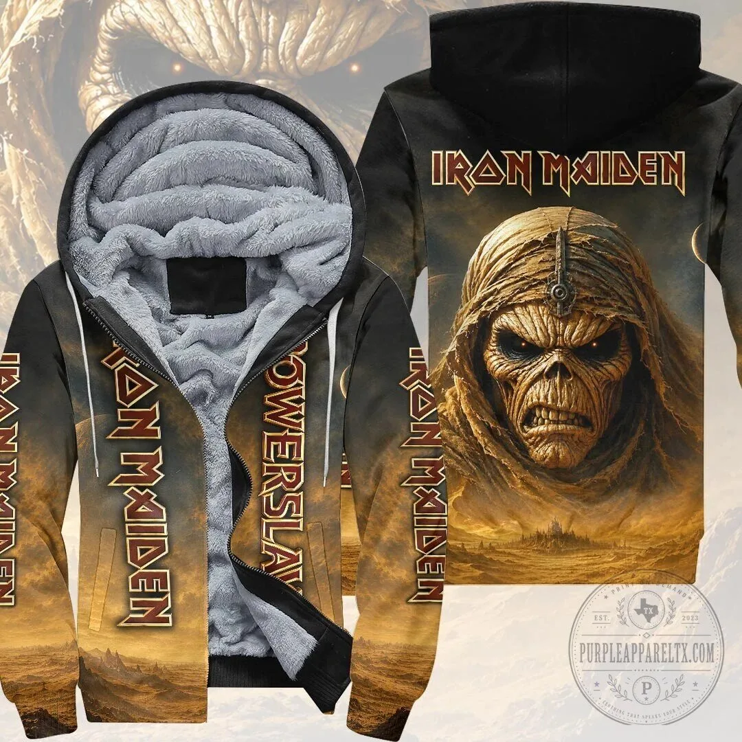 Iron Maiden Powerslave Eddie The Head Heavy Metal Band Zippered Hoodie