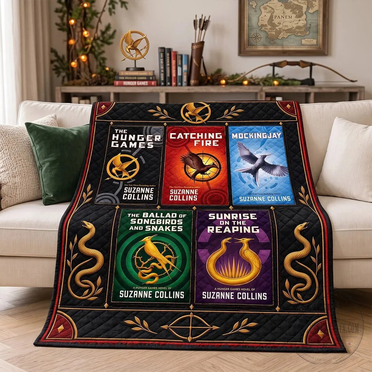 The Hunger Games Book Covers Quilted Blanket by Suzanne Collins 9 The Hunger Games Book Covers Quilted Blanket by Suzanne Collins