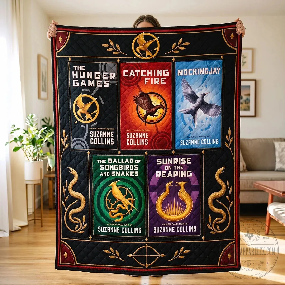The Hunger Games Book Covers Quilted Blanket by Suzanne Collins 11 The Hunger Games Book Covers Quilted Blanket by Suzanne Collins