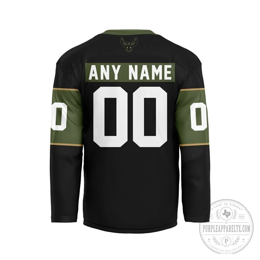 Rochester Knighthawks Black and Green NLL Hockey Jersey 7 Rochester Knighthawks Black and Green NLL Hockey Jersey