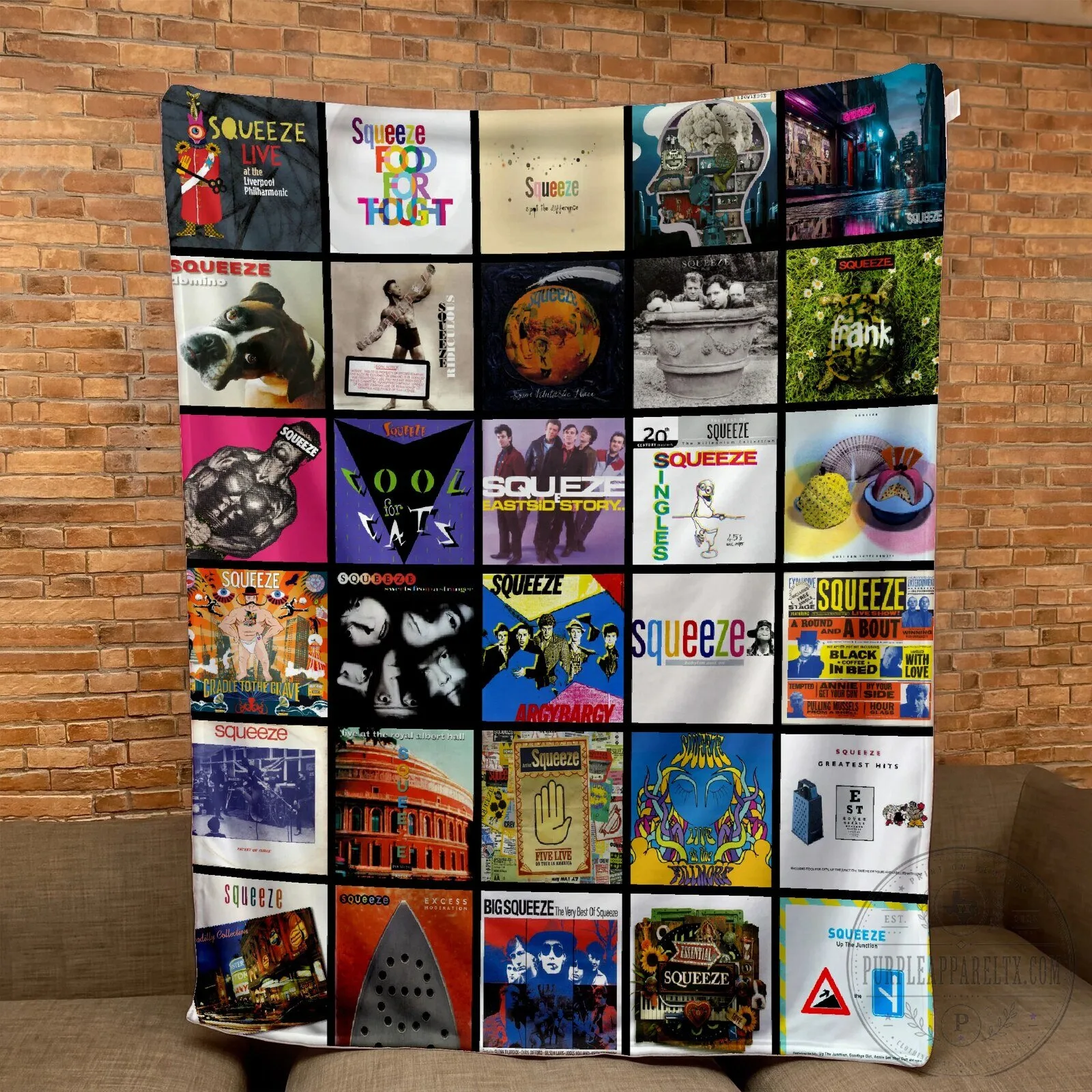 Squeeze Band Album Covers Collage Music Art Sherpa Fleece Blanket