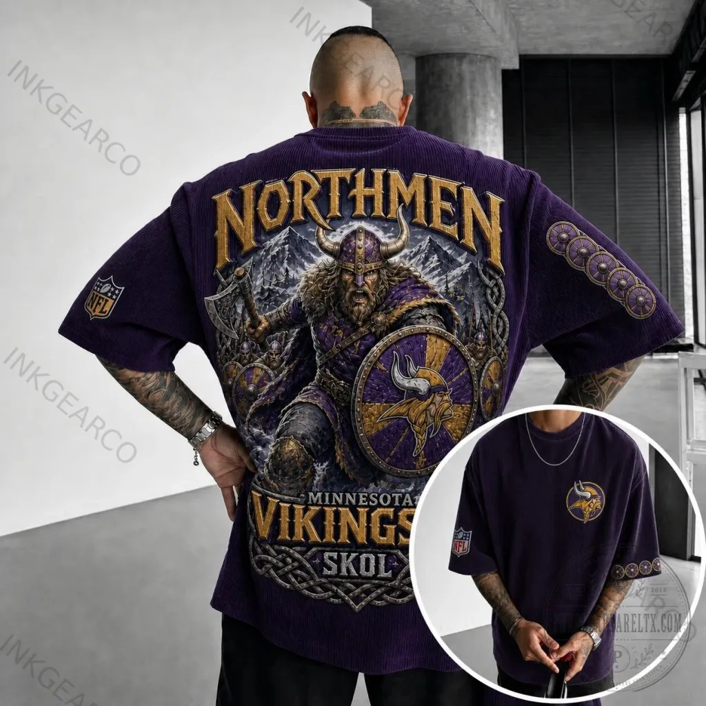 Minnesota Vikings Northmen Skol NFL Football Team Graphic Print T-Shirt Minnesota Vikings Northmen Skol NFL Football Team Graphic Print T-Shirt