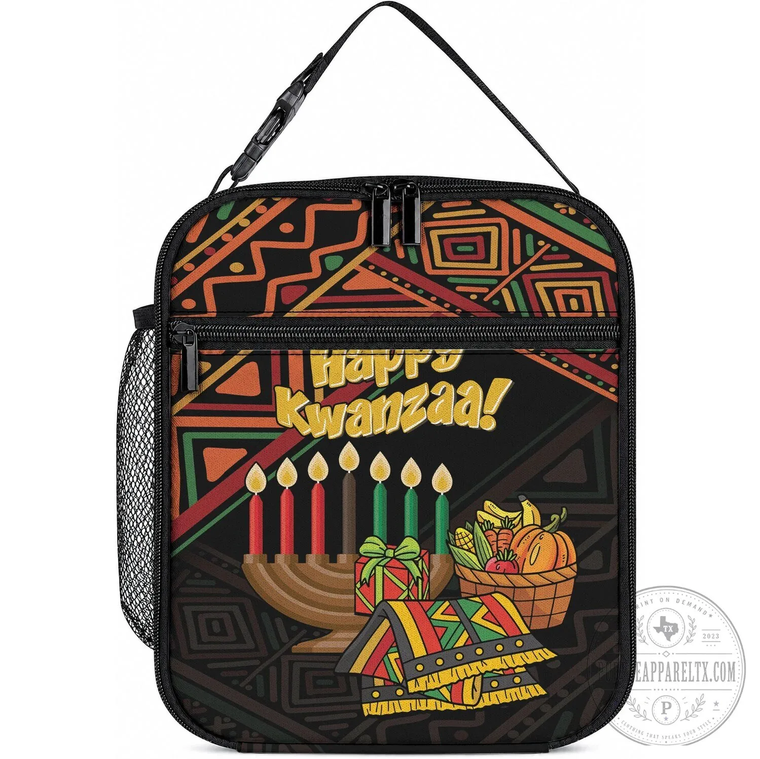 Happy Kwanzaa African American Kinara Celebration Insulated Lunch Bag 6 Happy Kwanzaa African American Kinara Celebration Insulated Lunch Bag