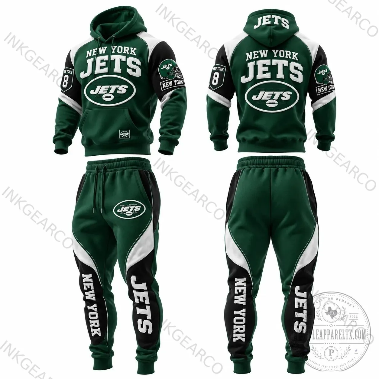 Green and White Hoodie for New York Jets Football Team