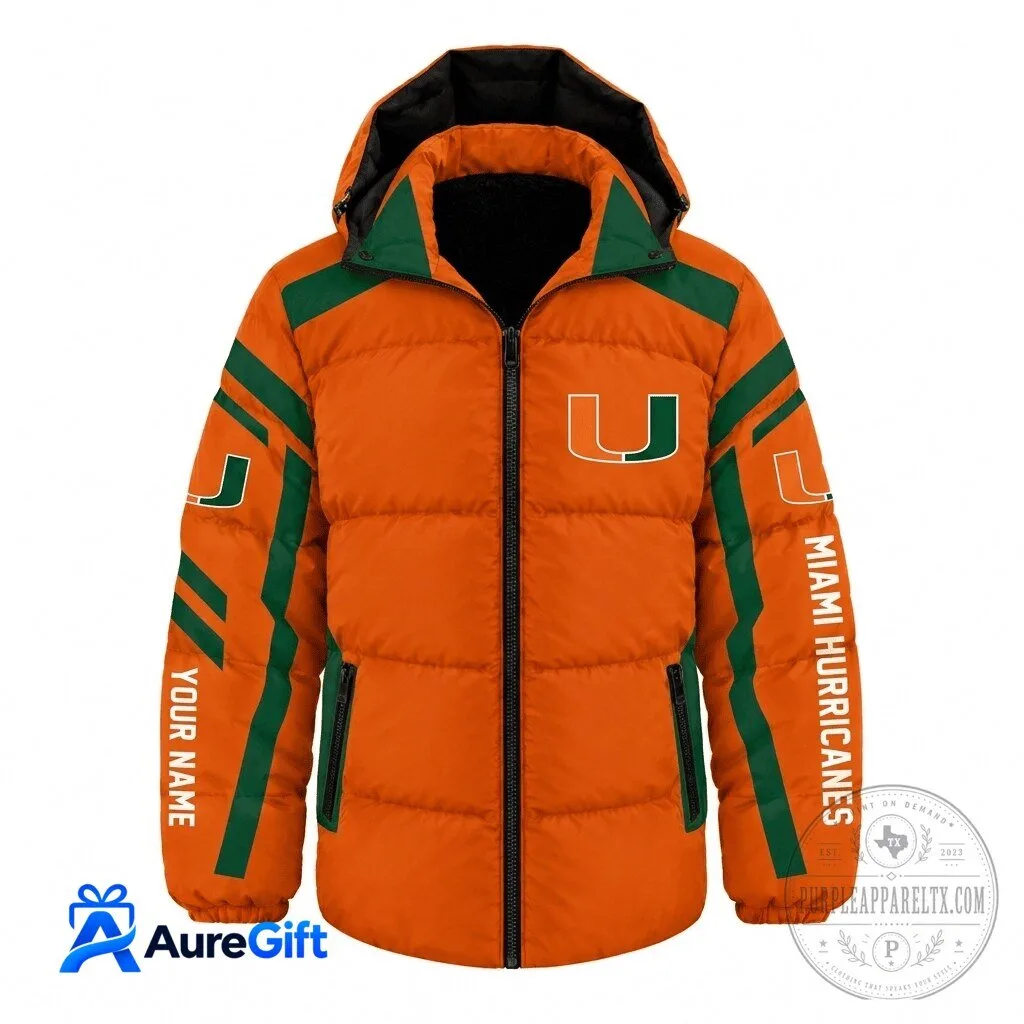 Miami Hurricanes NCAA Waterproof Thickened Down Jacket Custom Name