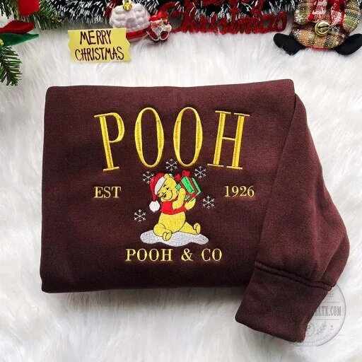 Winnie The Pooh Christmas Embroidered Sweatshirt for Disney Fans