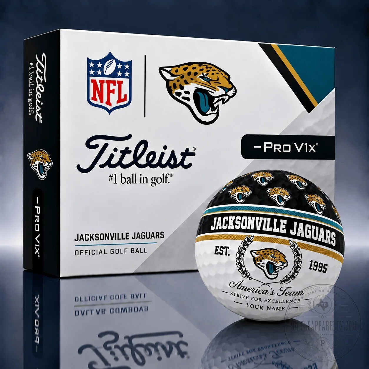 Jacksonville Jaguars NFL Titleist Pro V1X Golf Ball
