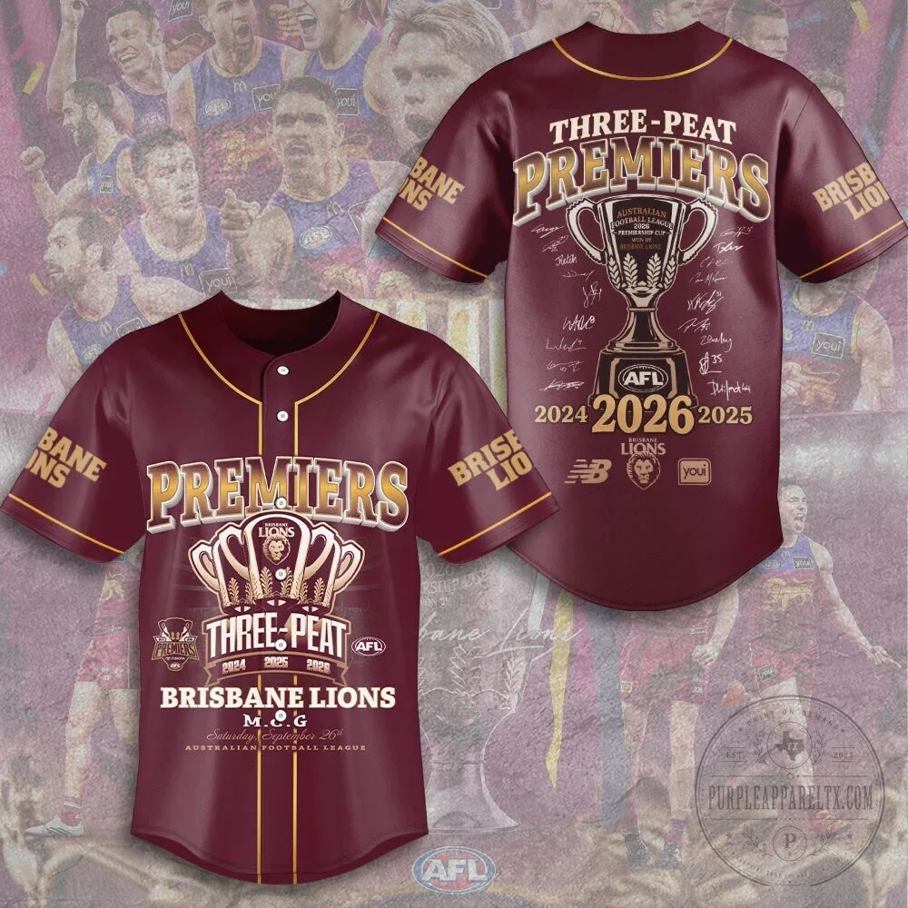 Australian Football League Three-Peat Premiers Baseball Jersey - Brisbane Lions