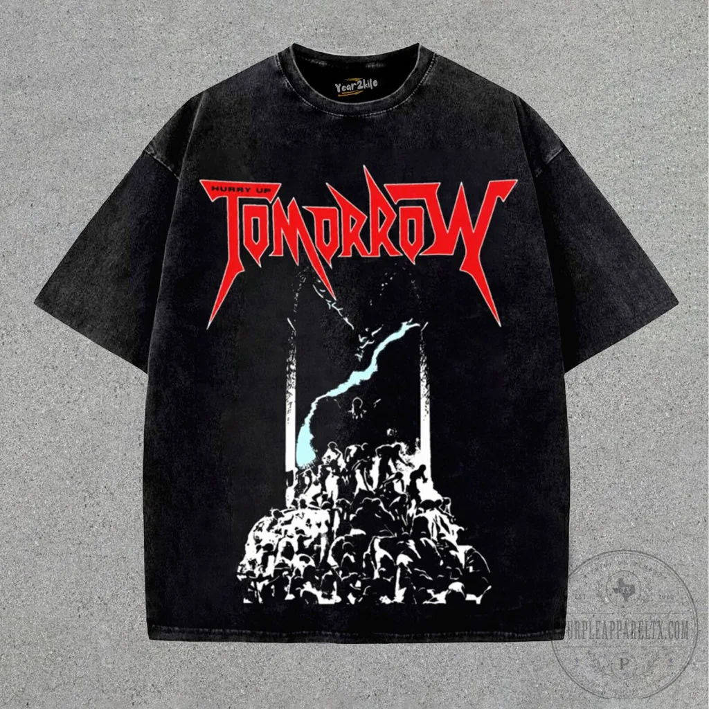 The Weeknd Hurry Up Tomorrow Album Cover Graphic Washed Black T-Shirt The Weeknd Hurry Up Tomorrow Album Cover Graphic Washed Black T-Shirt
