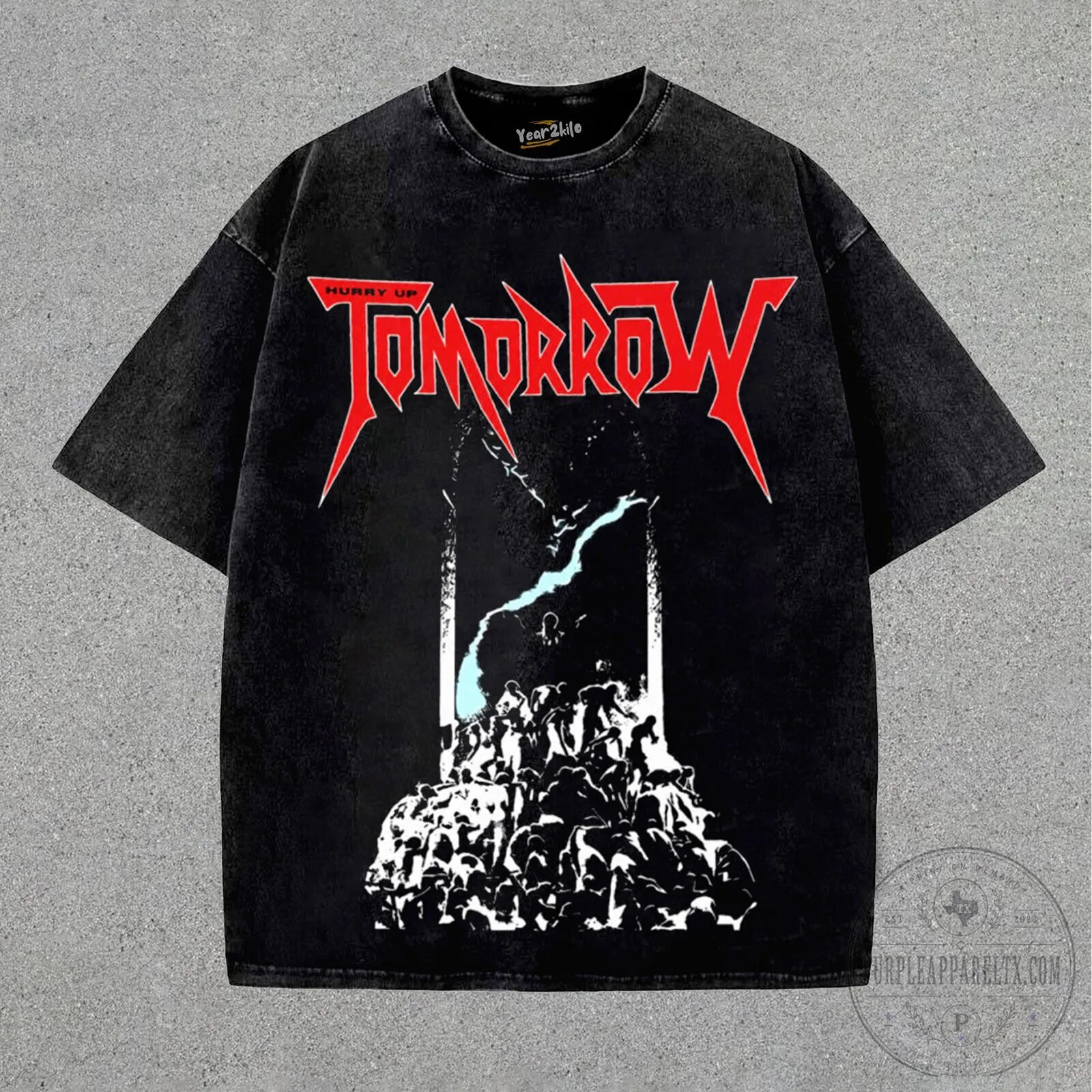The Weeknd Hurry Up Tomorrow Album Cover Graphic Washed Black T-Shirt