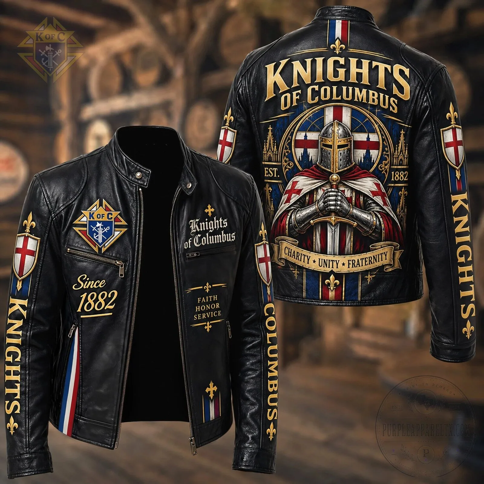 Knights of Columbus Faith Honor Service Leather Jacket