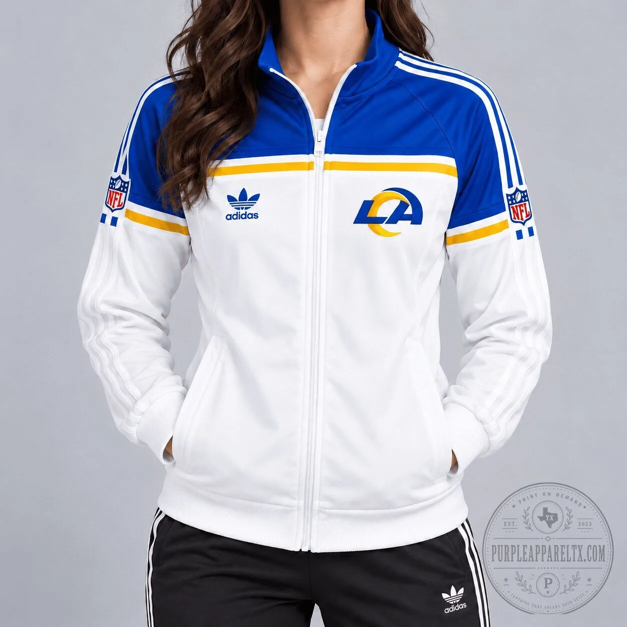 Los Angeles Rams Adidas NFL Retro Heritage Full-Zip Casual Jacket 2 Los Angeles Rams Adidas NFL Retro Heritage Full-Zip Casual Jacket
