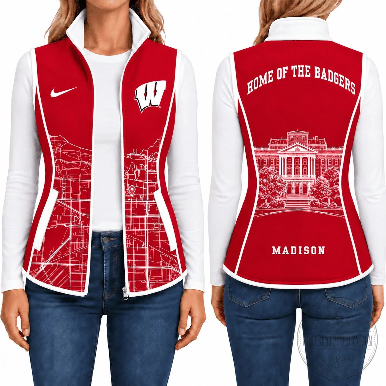 Wisconsin Badgers University of Wisconsin Madison Women's Fleece Vest Jacket 5 Wisconsin Badgers University of Wisconsin Madison Women