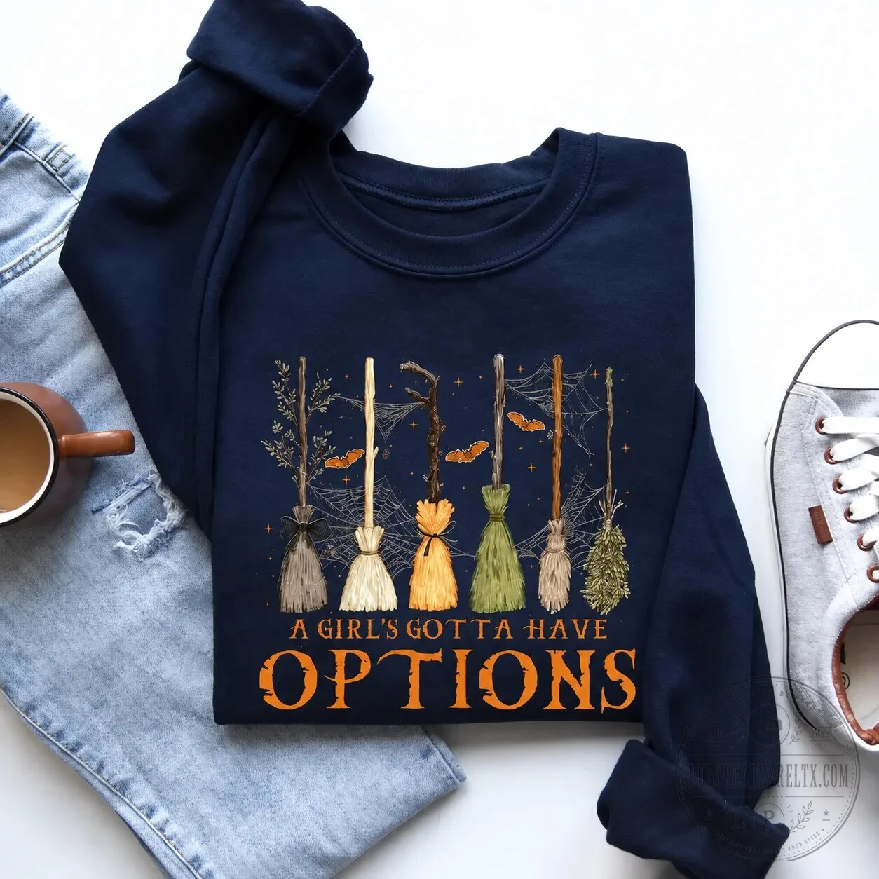 A Girl's Gotta Have Options Funny Halloween Witch Brooms Sweatshirt 10 A Girl